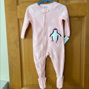 Carter's Pink Penguin Fleece Sleeper          NWT